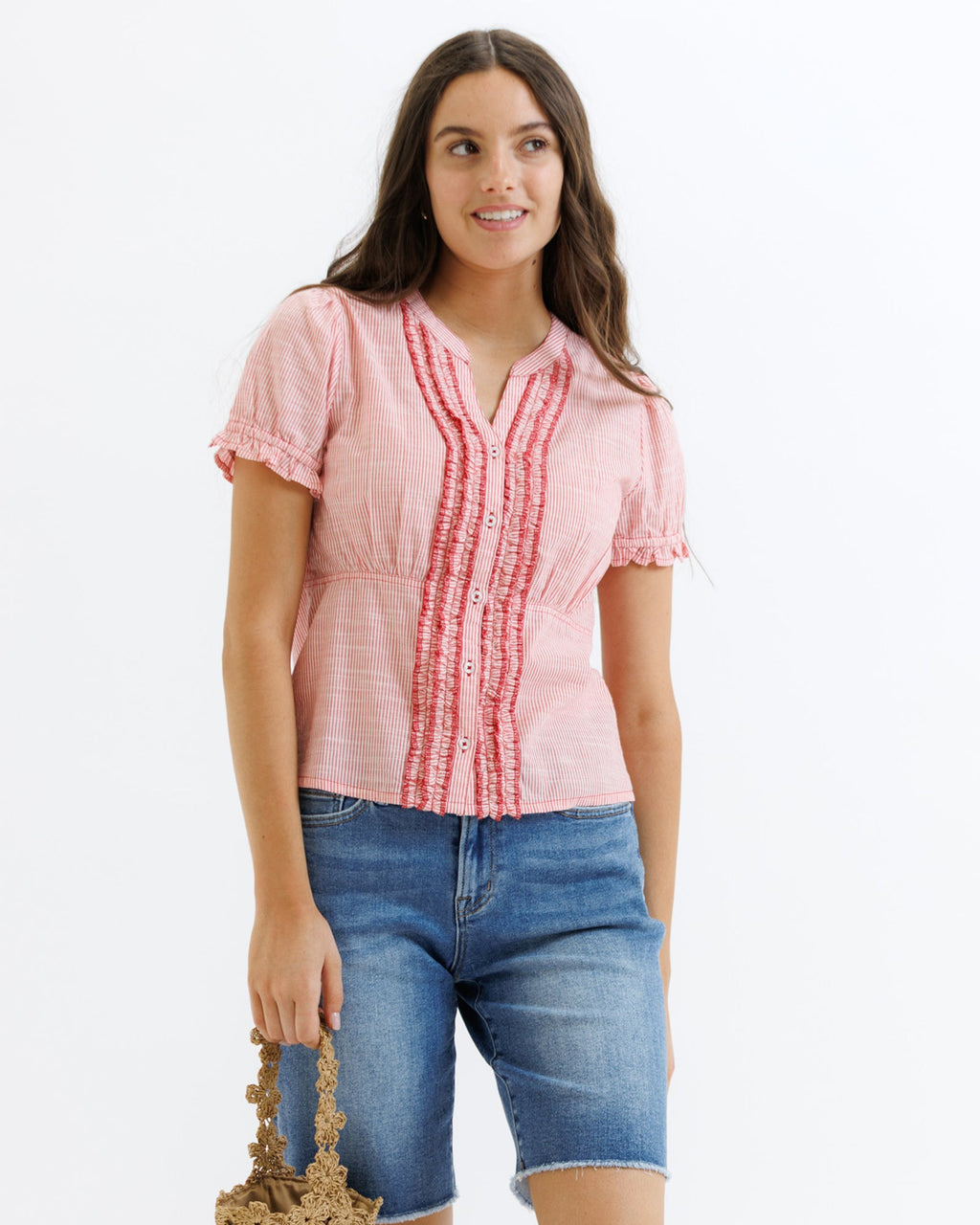 Tuxedo Ruffle Top