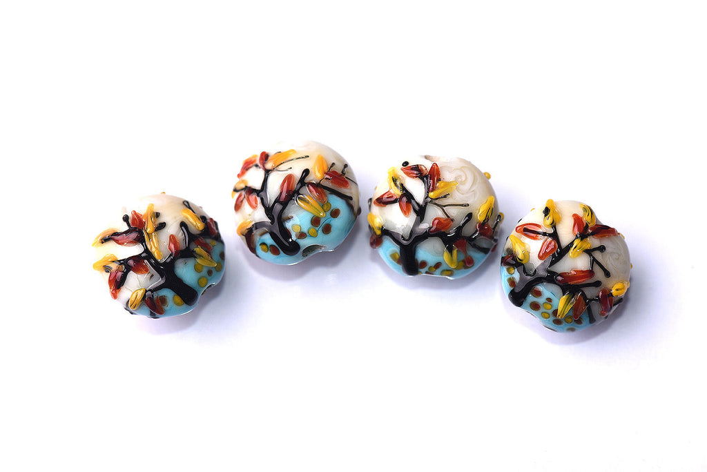 10306312 - Four Autumn Tree Lentil Beads