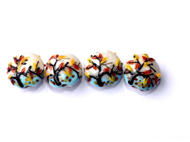 10306312 - Four Autumn Tree Lentil Beads