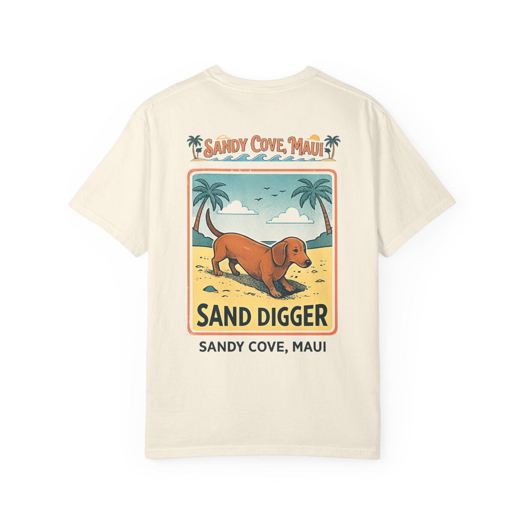 Sandy Cove Maui “Sand Digger” Retro Beach Tee (Dachshund)