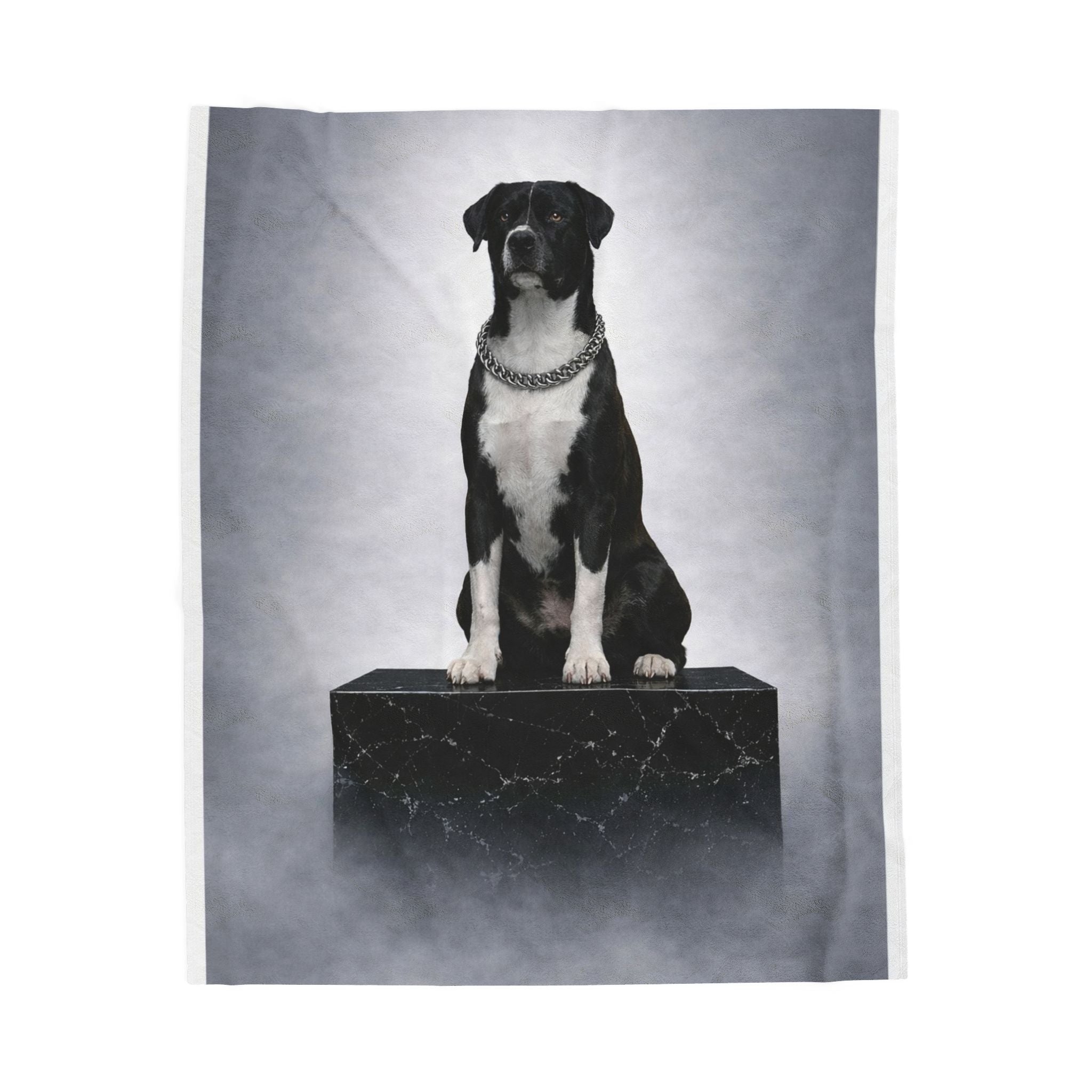 The Real King — Regal Black & White Dog Portrait Throw
