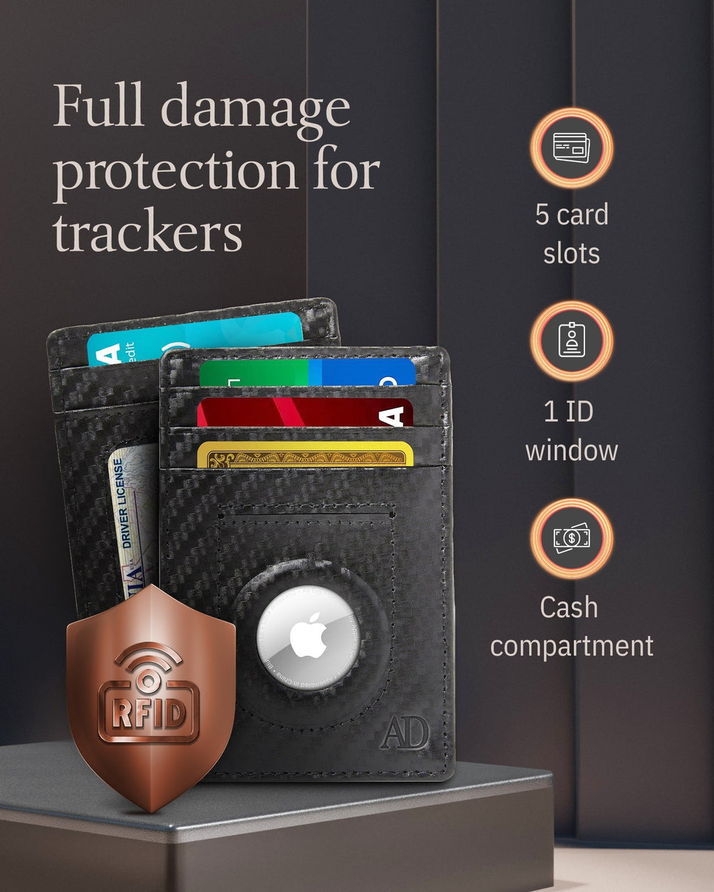 Slim Card Holder With Air Tag Holder