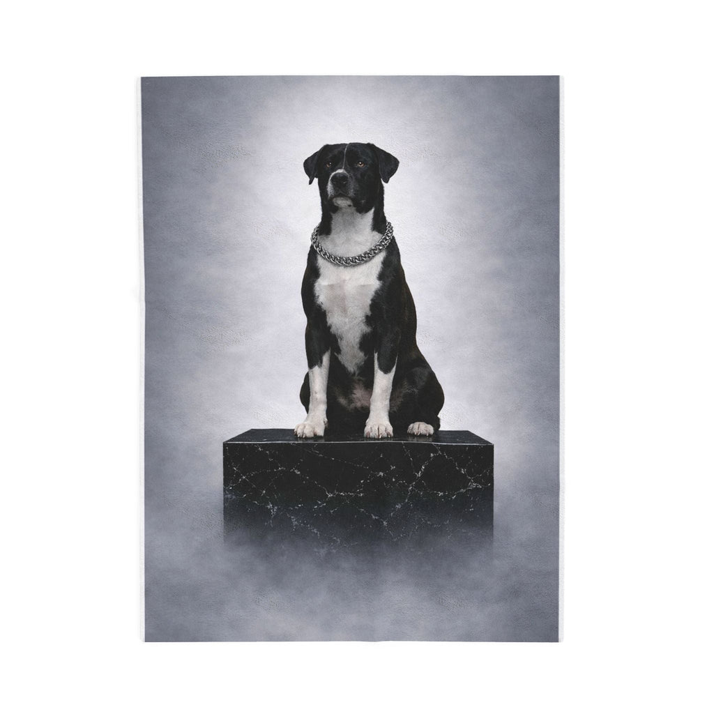 The Real King — Regal Black & White Dog Portrait Throw