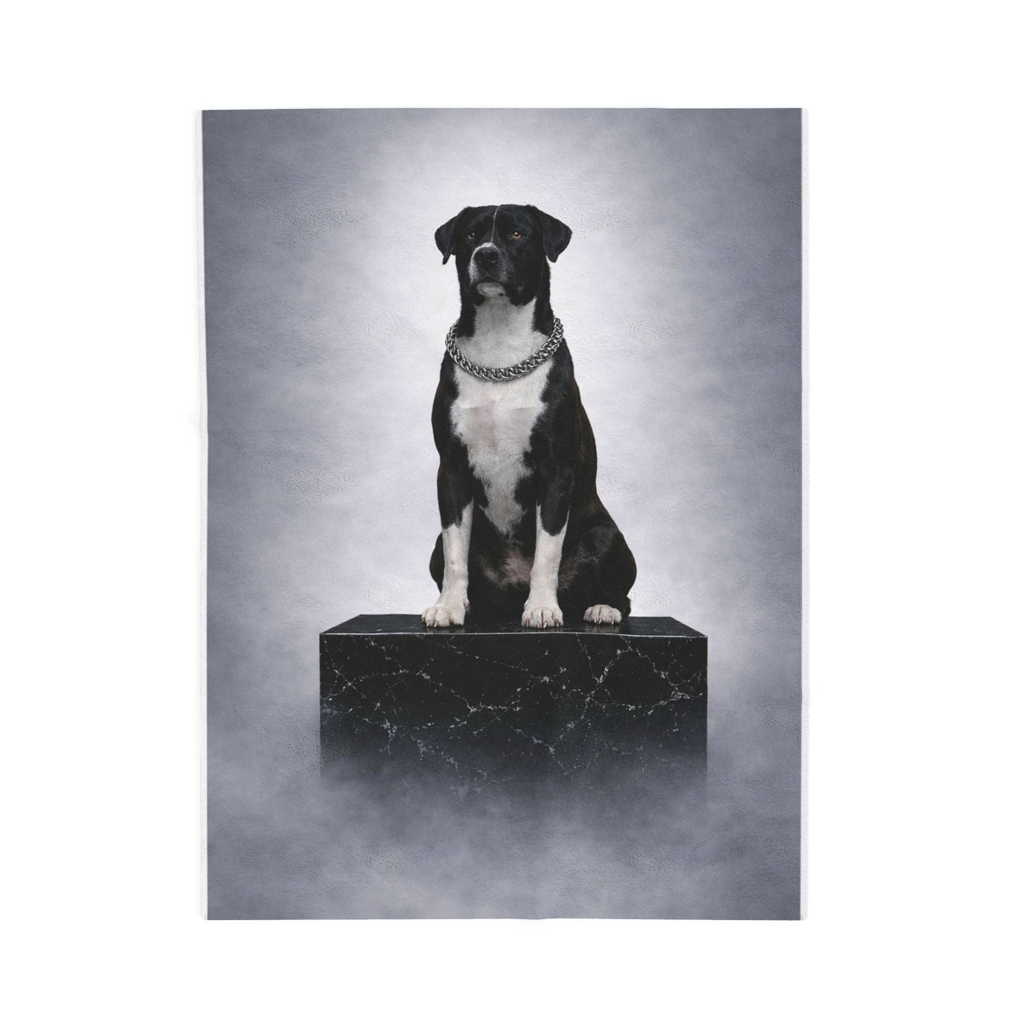 The Real King — Regal Black & White Dog Portrait Throw