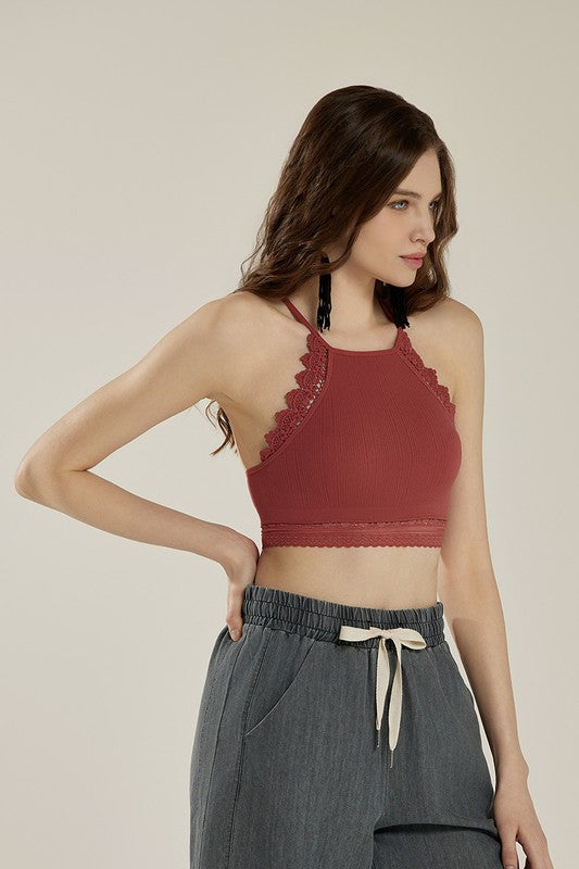 Seamless Crochet Lace & Strappy back Bralette