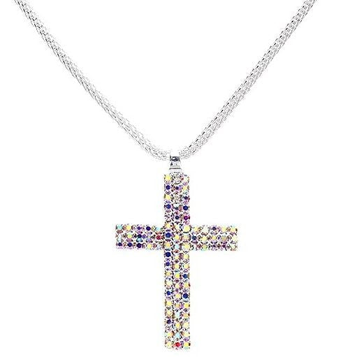 Dazzling Big Cross Rhinestone Necklace Set