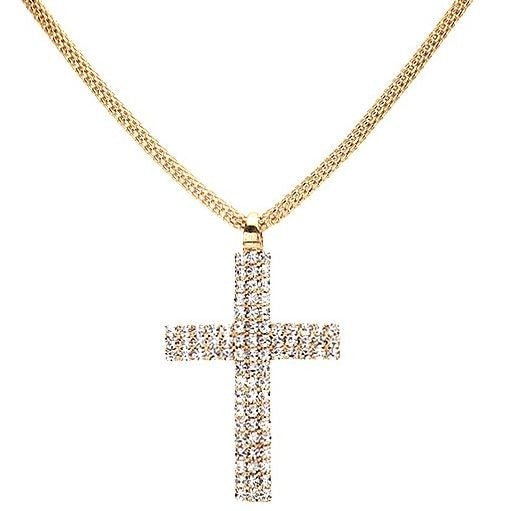 Dazzling Big Cross Rhinestone Necklace Set