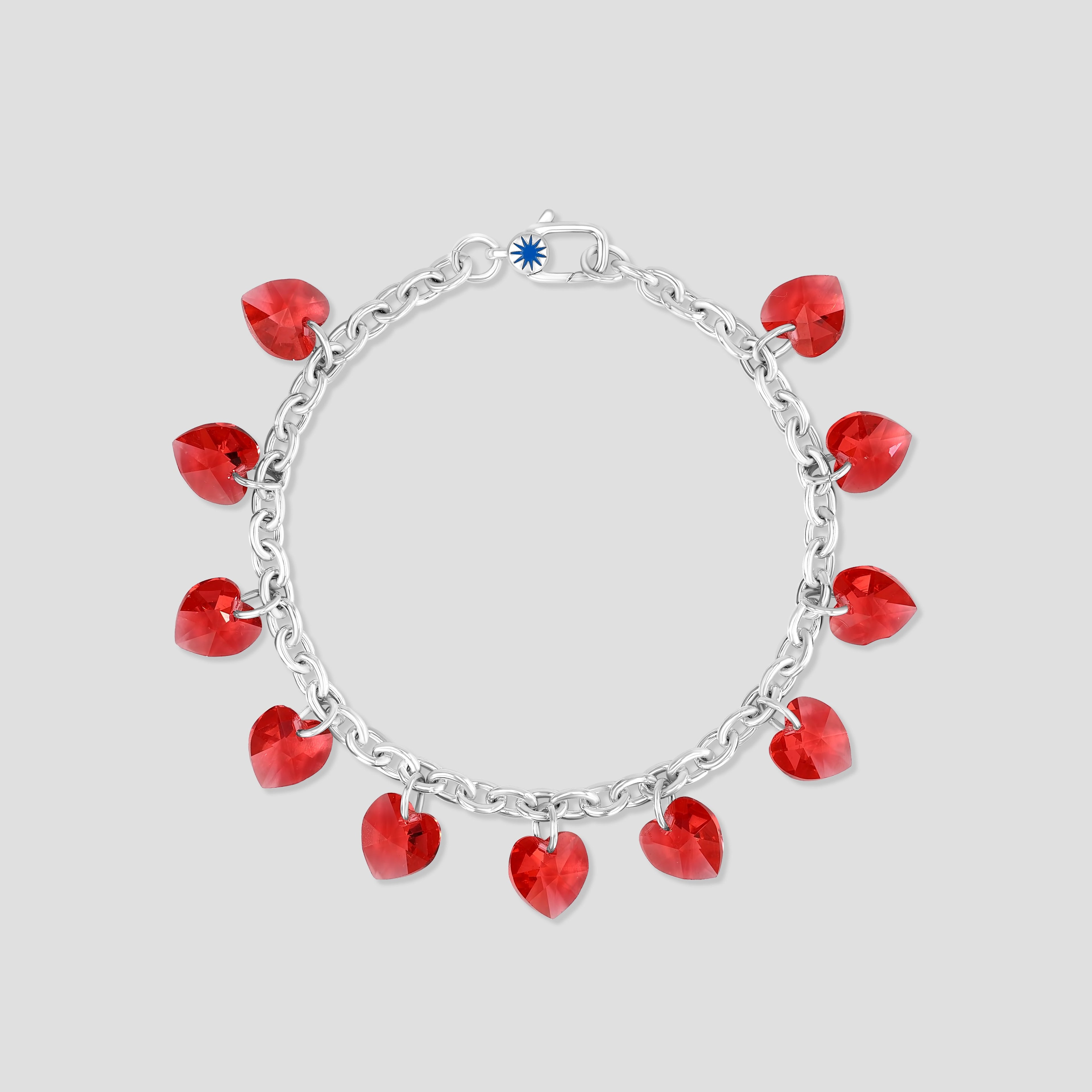 Silver Red Heart Bracelet
