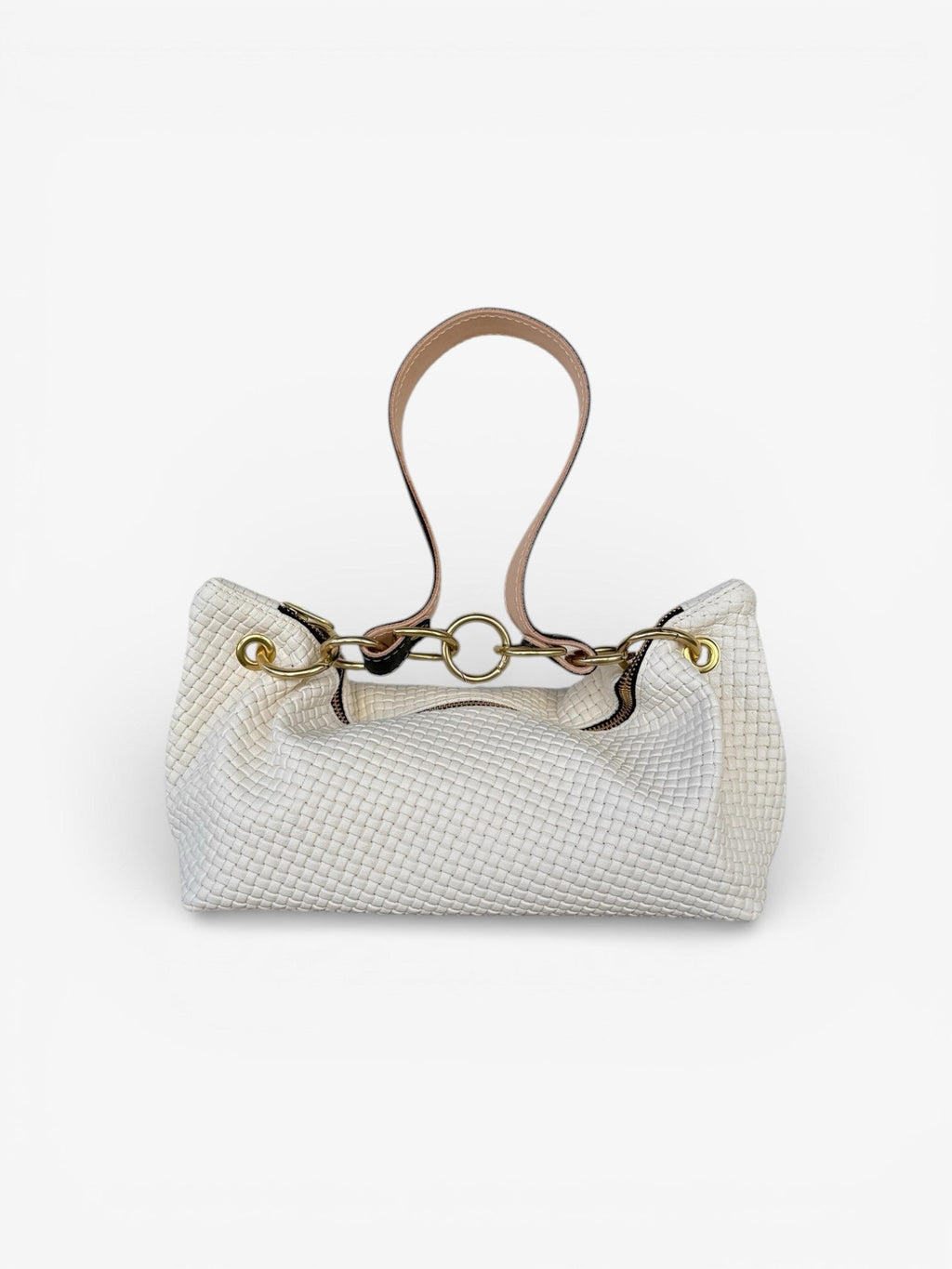 Blair Shoulder Bag, Cream Embossed Leather