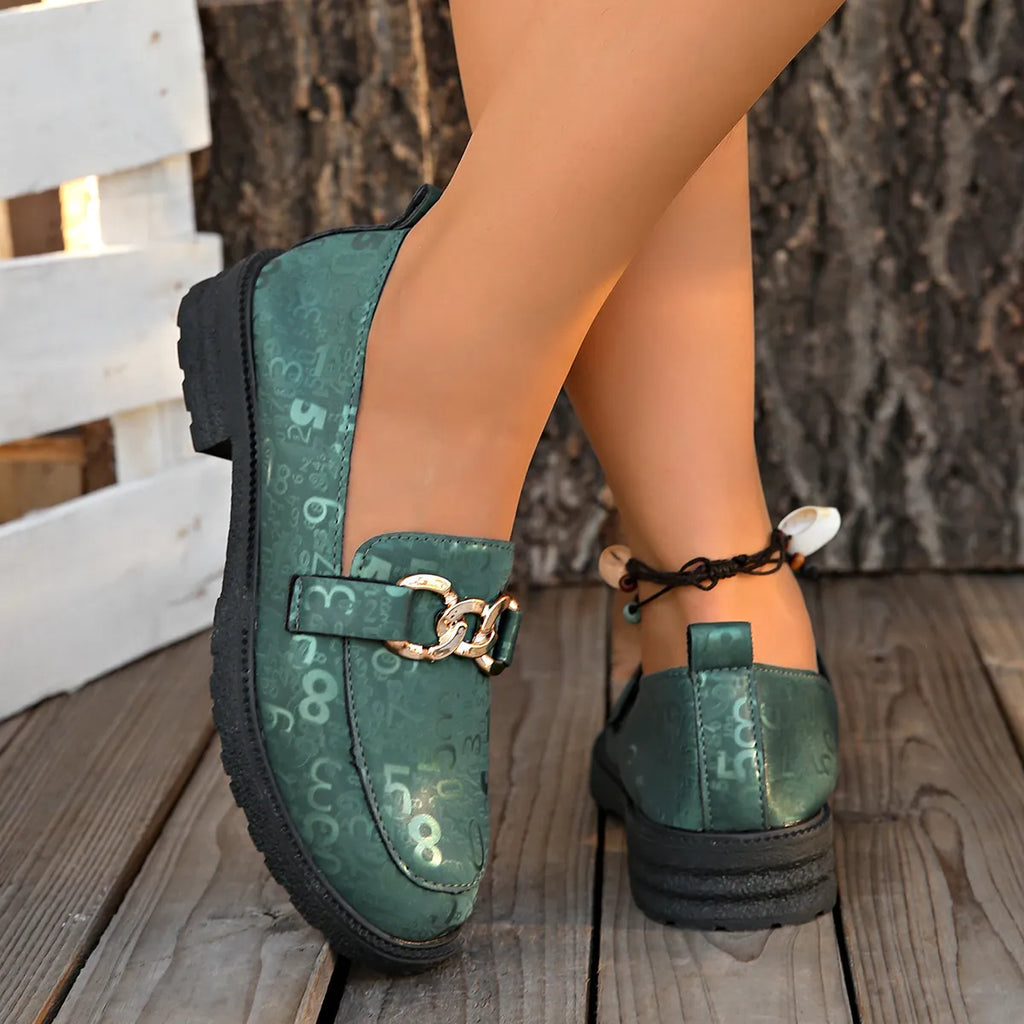 Round Toe Block Heels Loafers