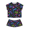 Women's Pajama Set — Neon Cat Pattern Short Sleepwear