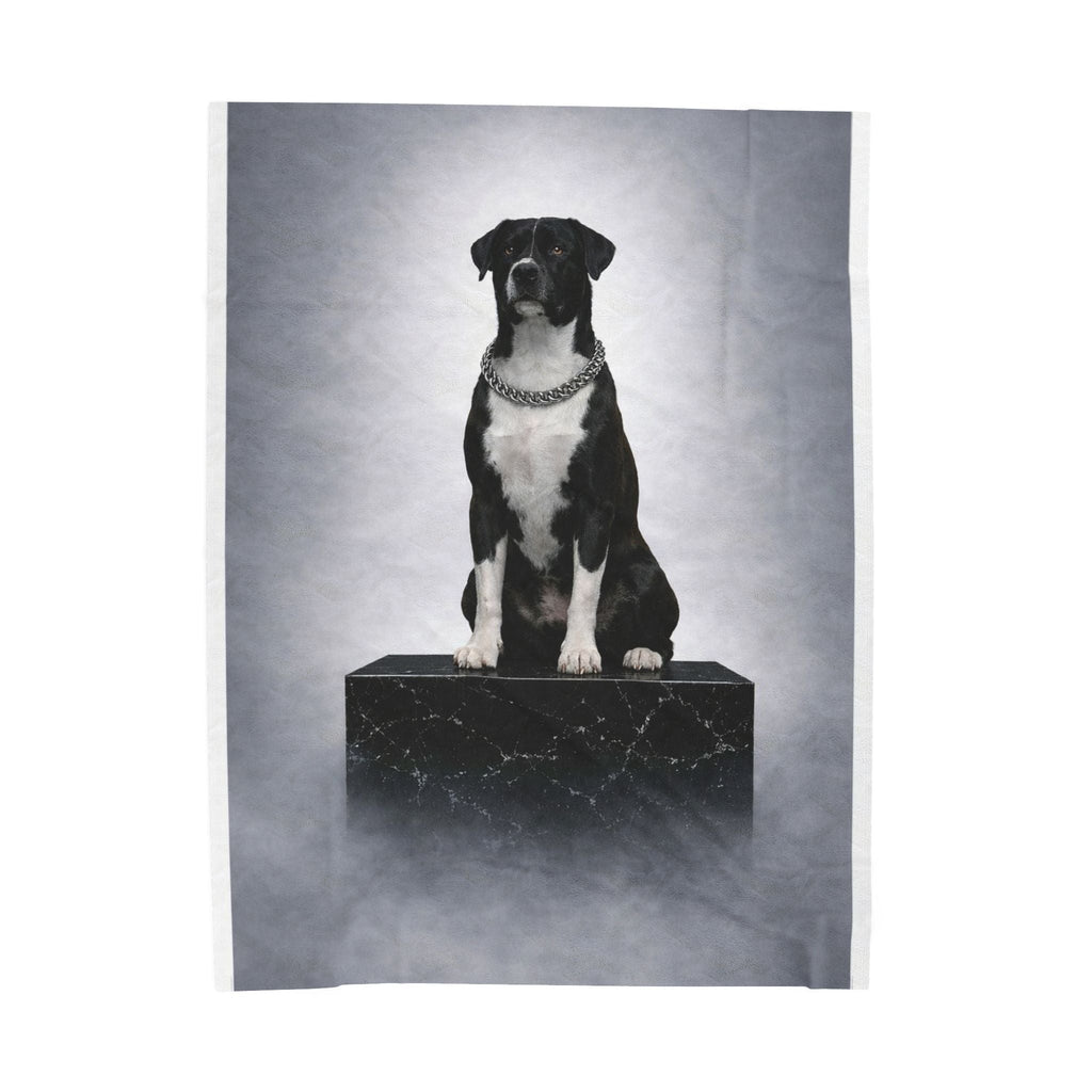 The Real King — Regal Black & White Dog Portrait Throw
