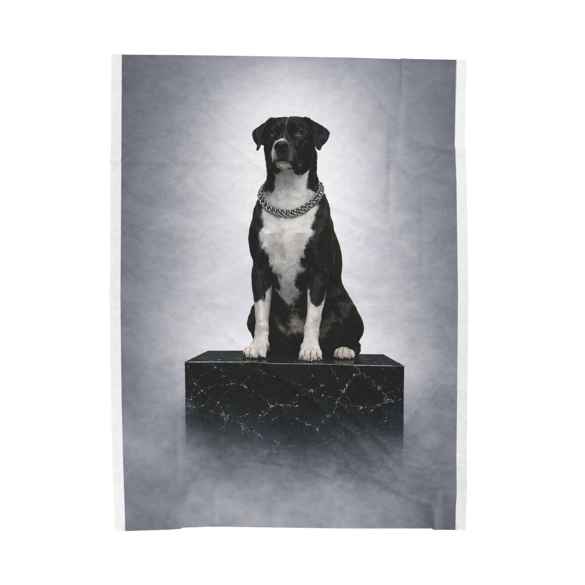 The Real King — Regal Black & White Dog Portrait Throw