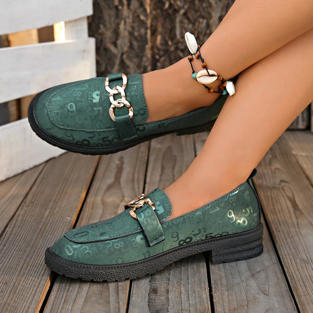 Round Toe Block Heels Loafers