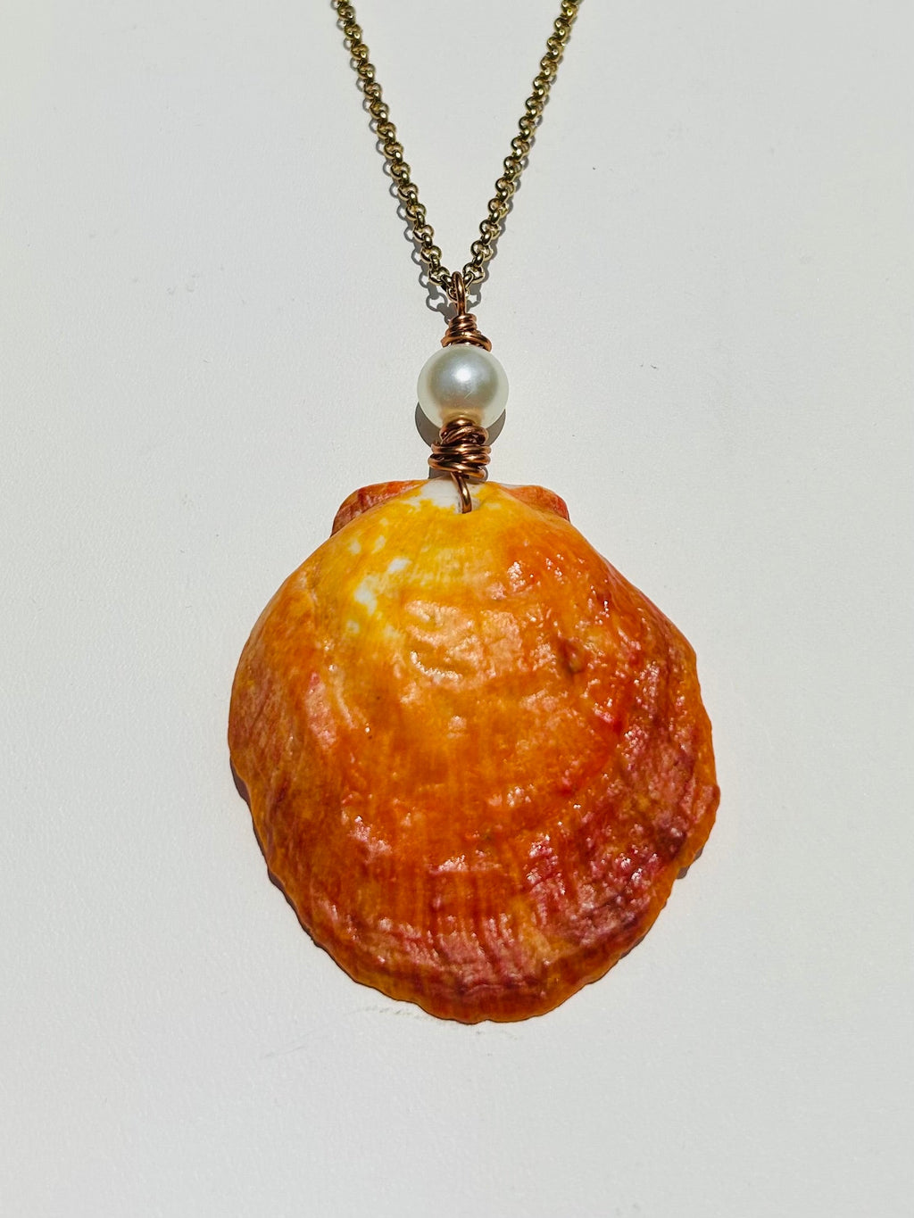 Ancient Sun & Sea – Handcrafted Lion’s Paw Shell & vintage Pearl Statement Necklace