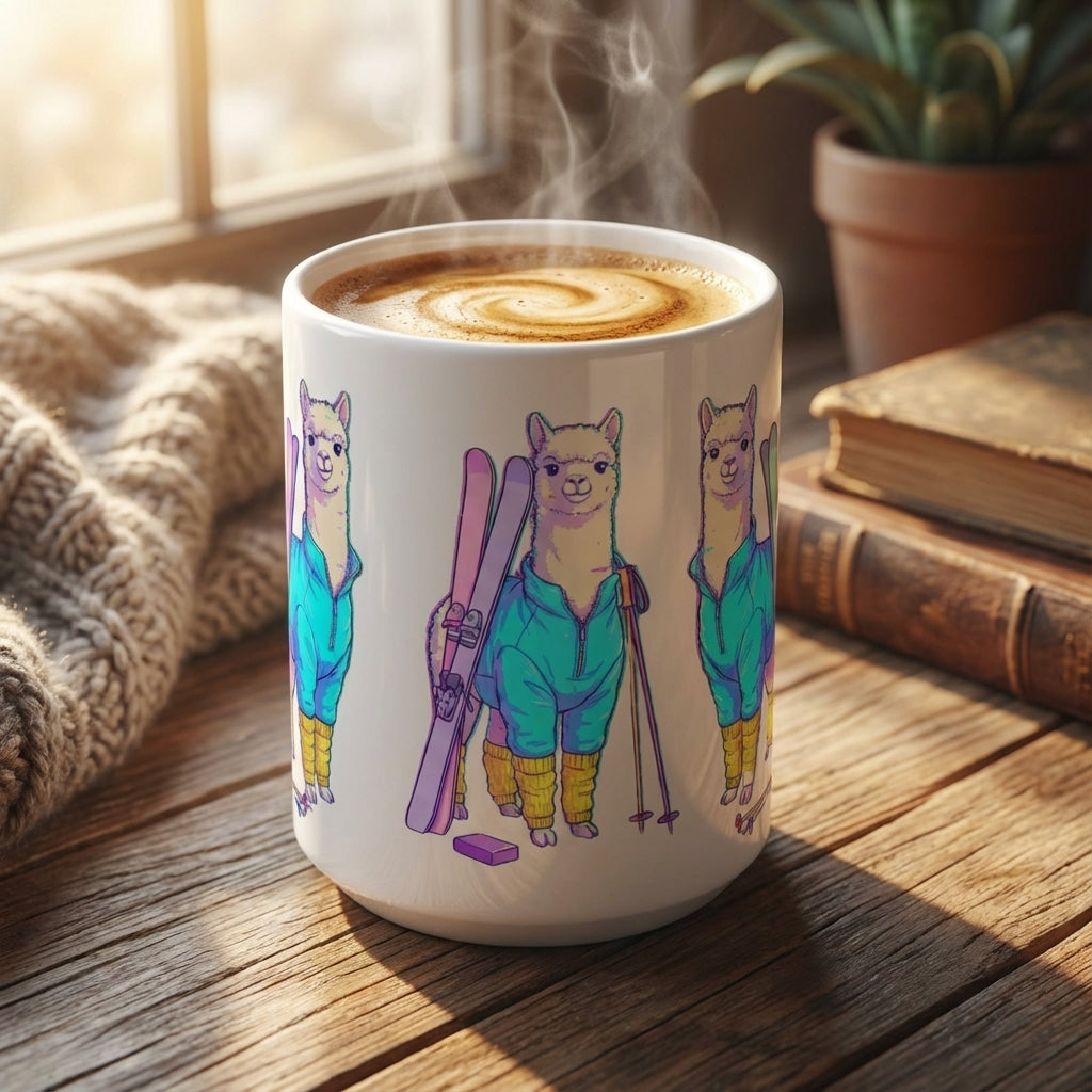 Après-Ski Alpacas - Neon Slopes Squad - 15oz Mug