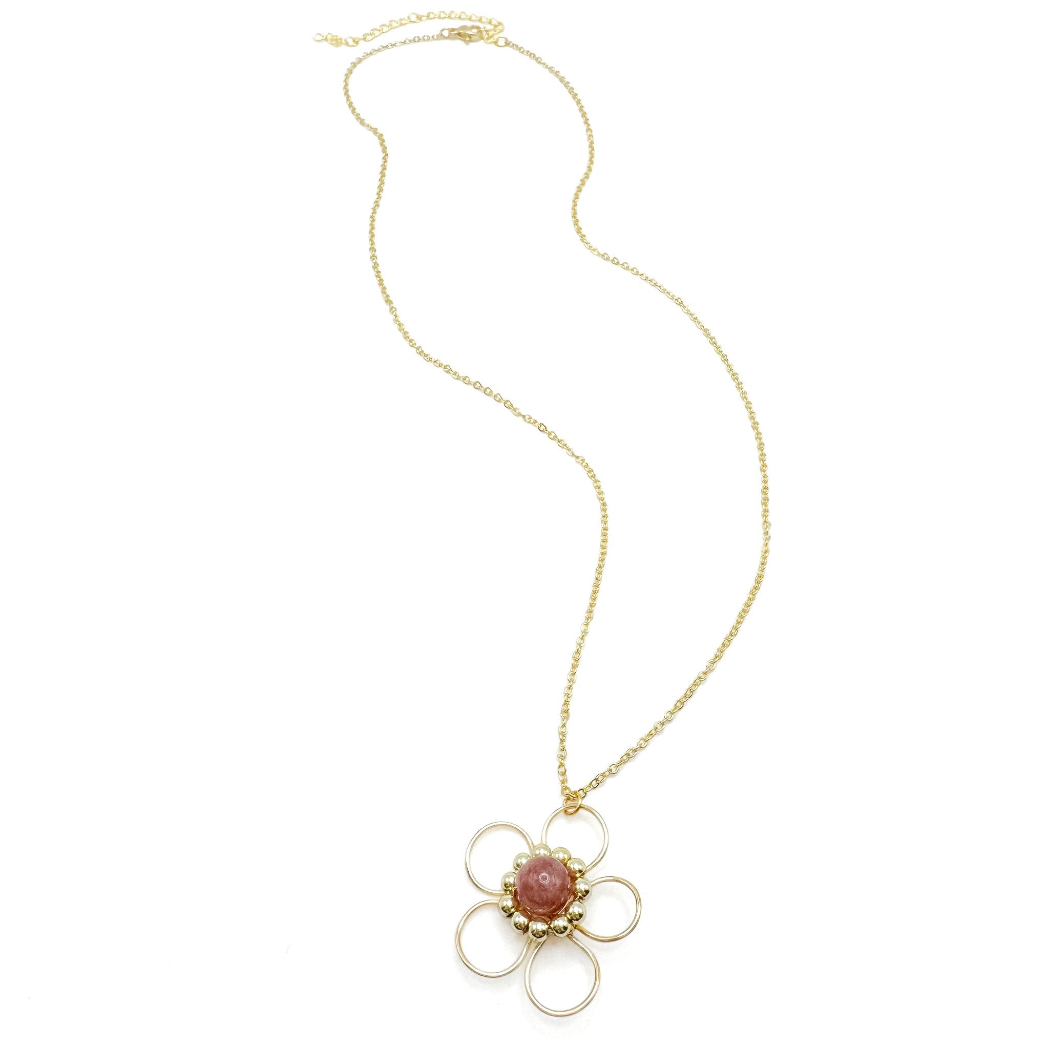 Astrid pink agate flower necklace