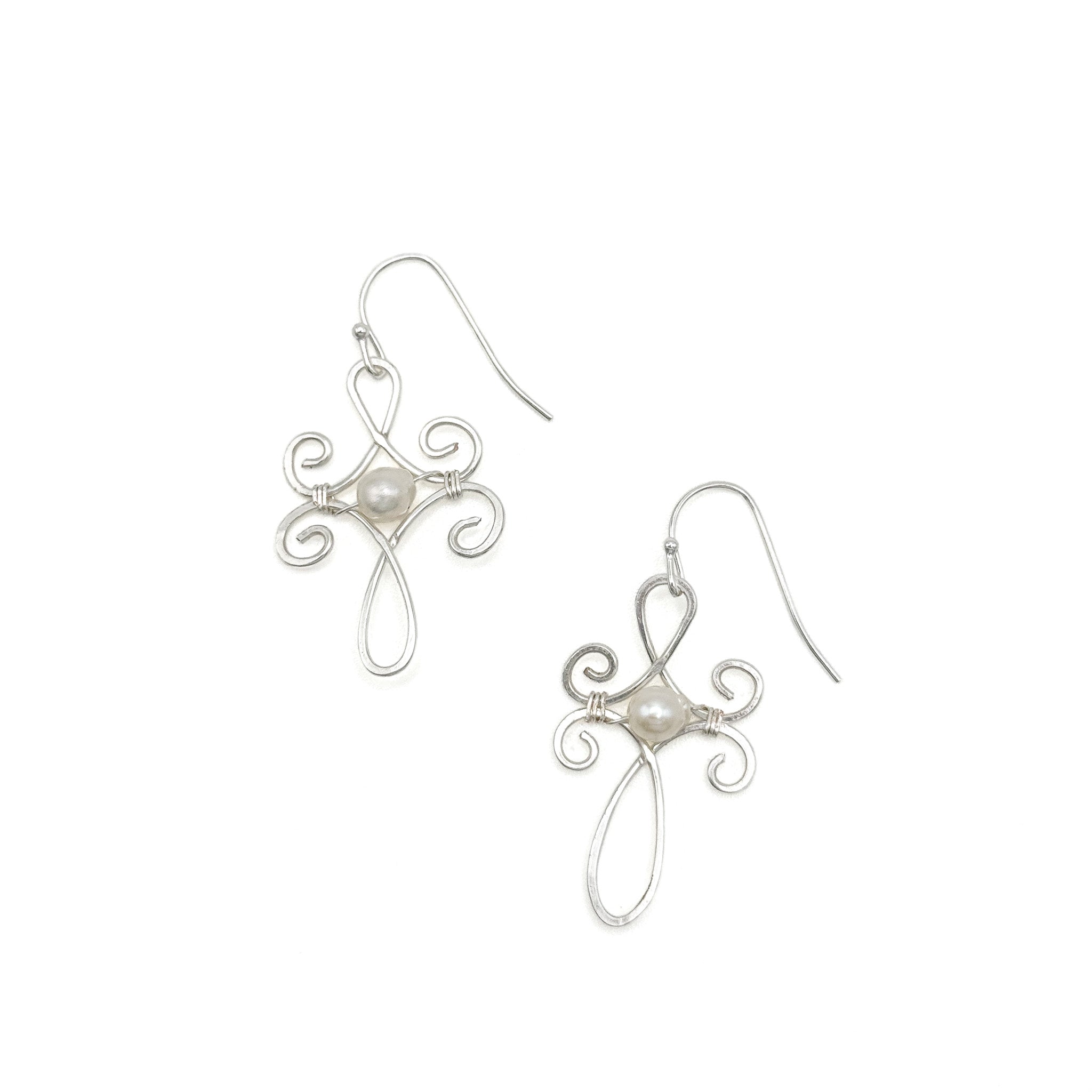 Ava silver cross earrings