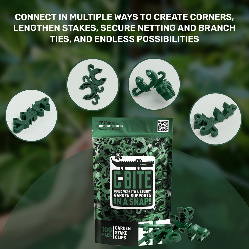 C-BITE Garden Stake Clips - Build Stronger Plant Support