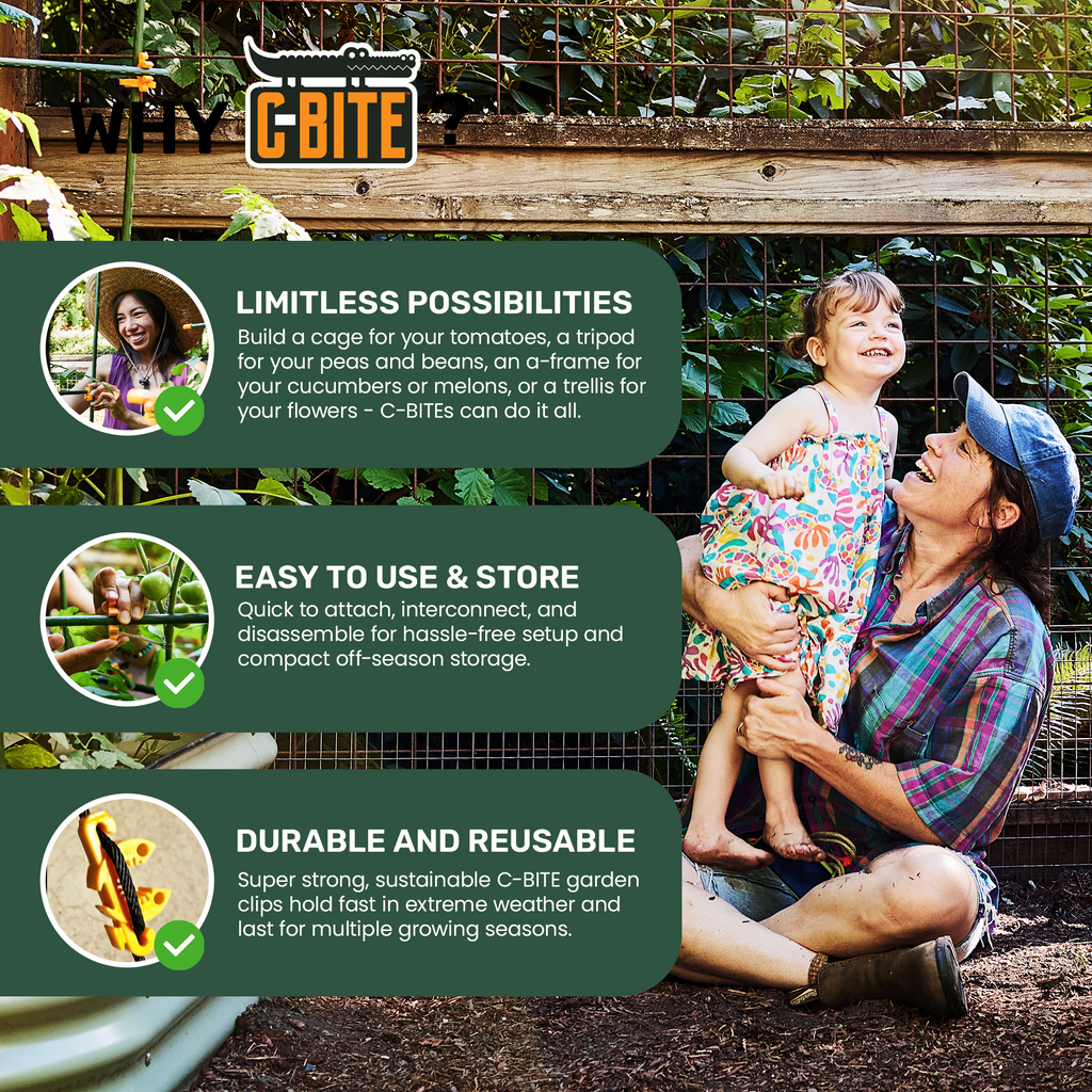 C-BITE Garden Stake Clips - Build Stronger Plant Support