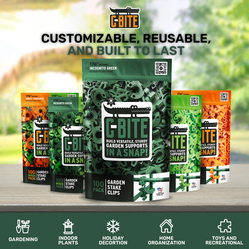 C-BITE Garden Stake Clips - Build Stronger Plant Support