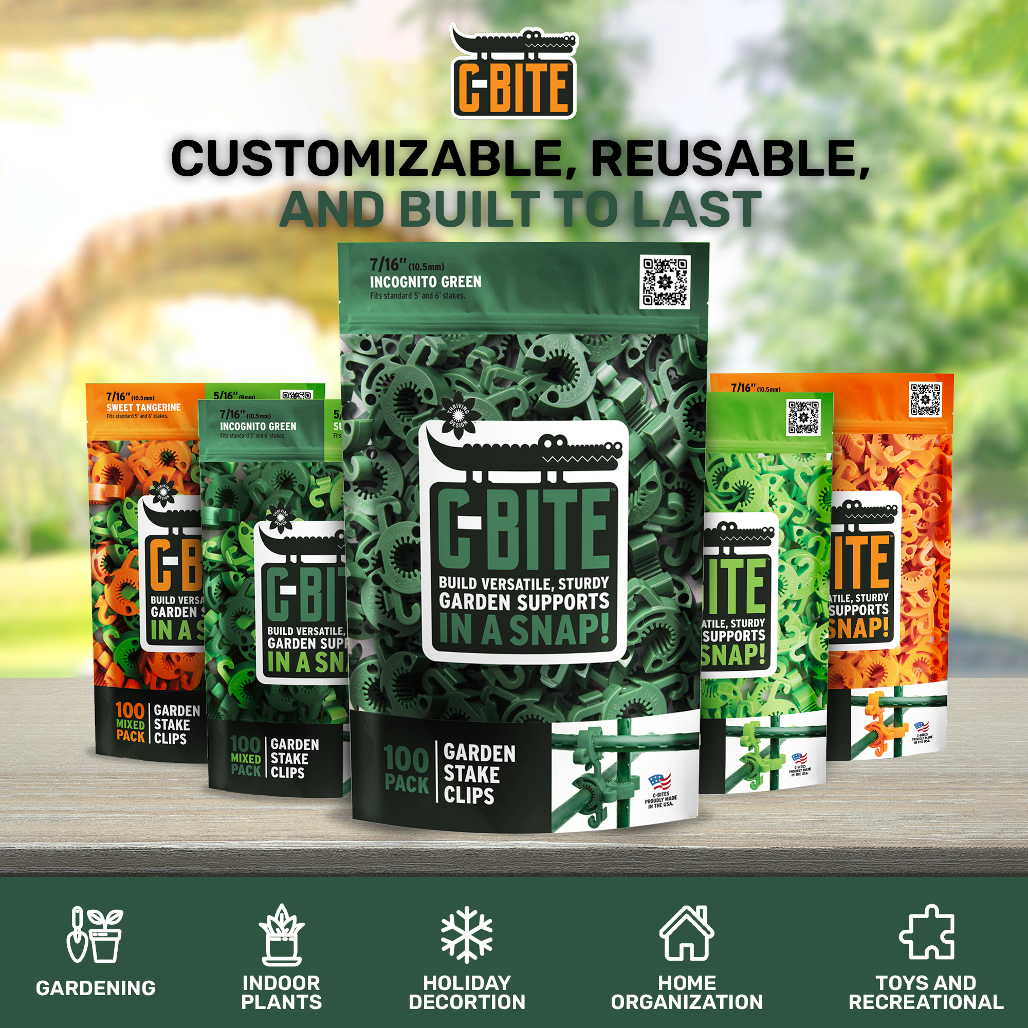 C-BITE Garden Stake Clips - Build Stronger Plant Support