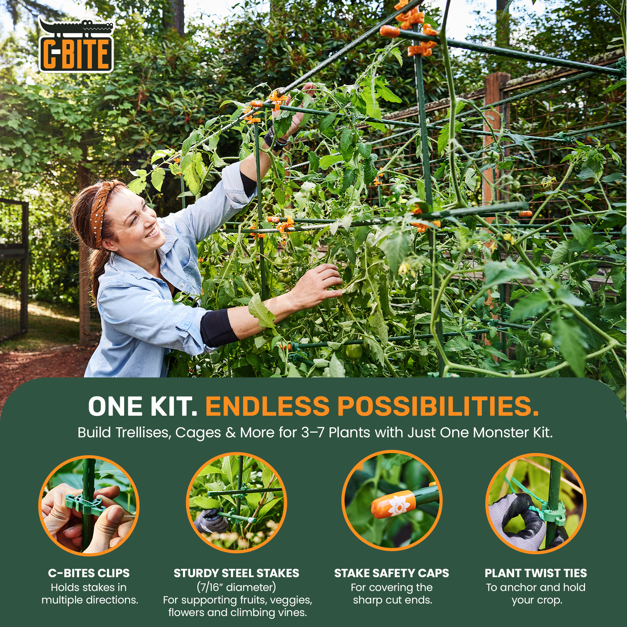 6' Monster Plant Support!  Custom Trellis & Tomato Cage Kit - The All Purpose Heavy Lifter