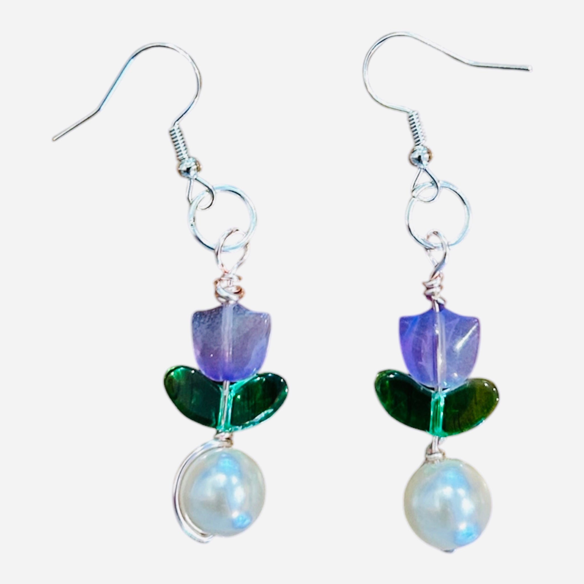 Beaded Tulip Earrings With Sterling Silver Hooks Michigan