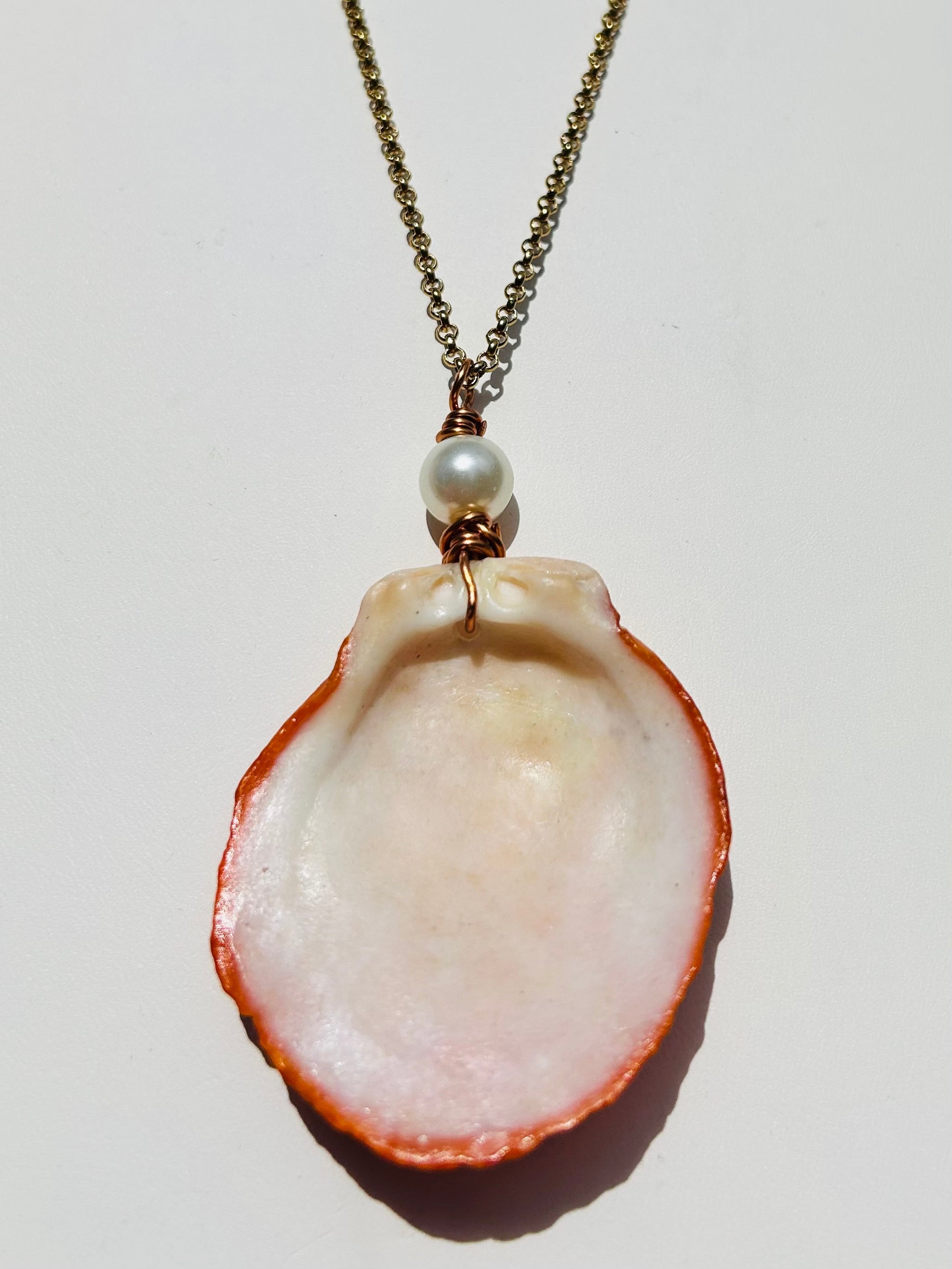 Ancient Sun & Sea – Handcrafted Lion’s Paw Shell & vintage Pearl Statement Necklace