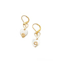 Be Mine mother of pearl and gold heart lever back earrings