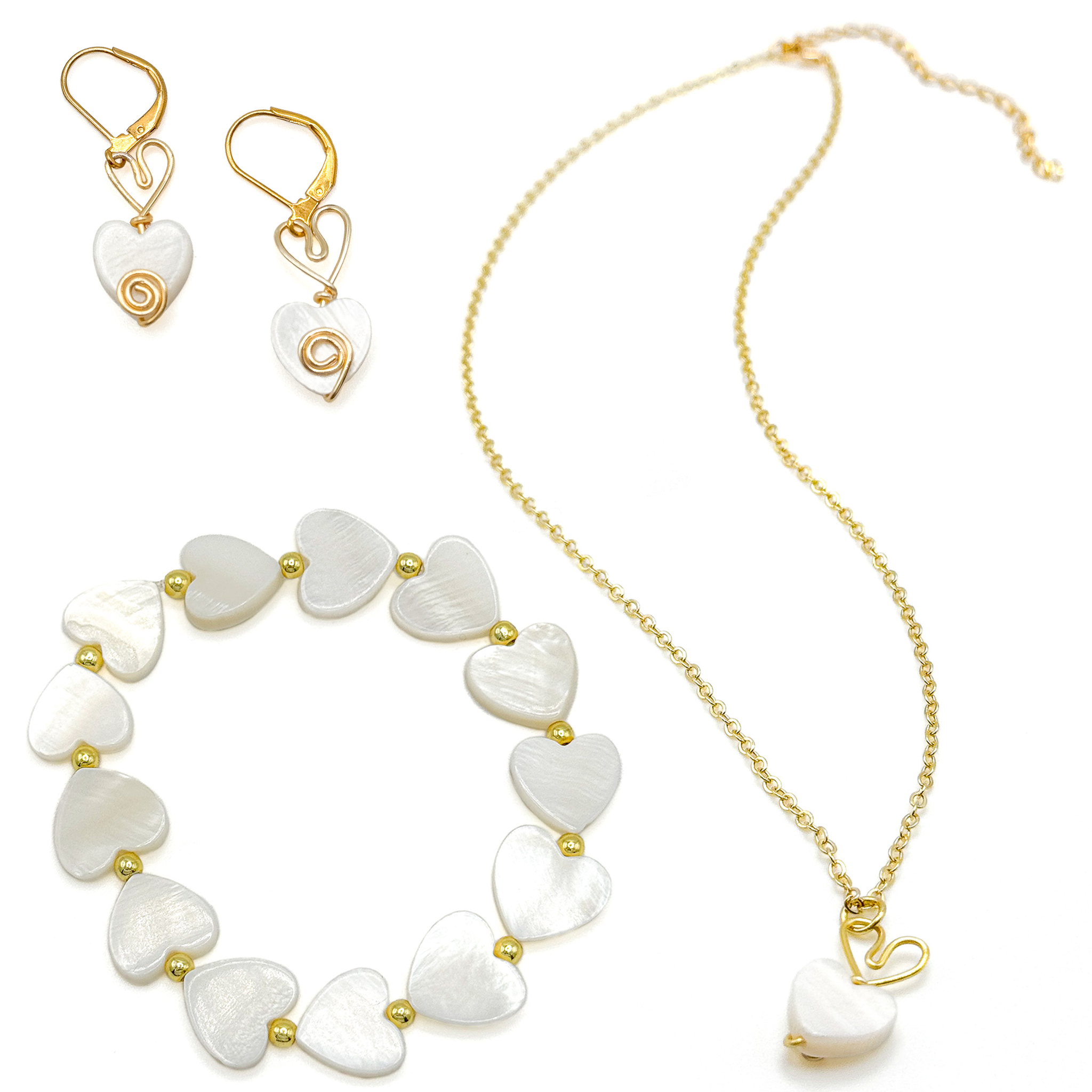 Be Mine mother of pearl and gold heart pendant necklace