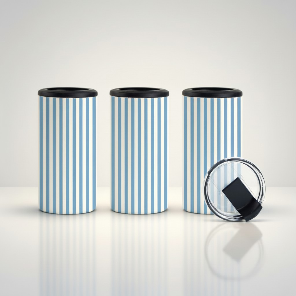 4-in-1 Coastal Blue Pinstripe Tumbler