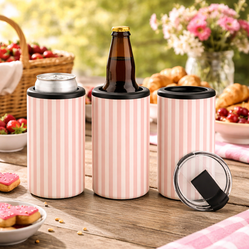 4-in-1 Blush Pink Pinstripe Tumbler
