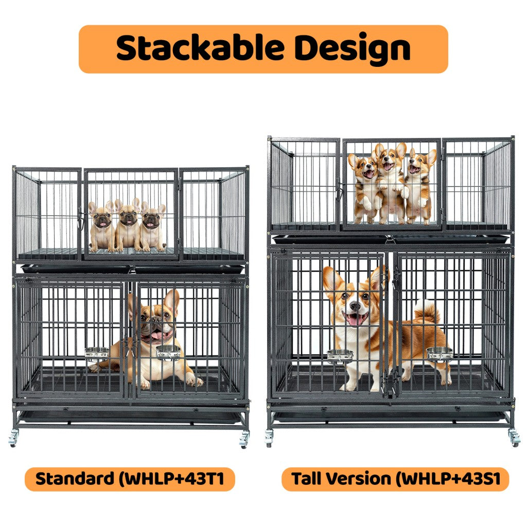 42" Stackable Dog Crate 43S+WHLP02