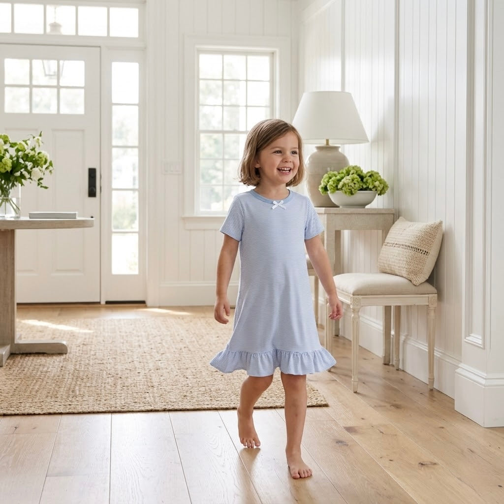 The Claire — Blue Micro Stripe