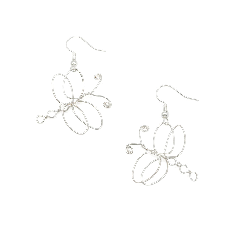 Dragonfly silver wire hypoallergenic earrings