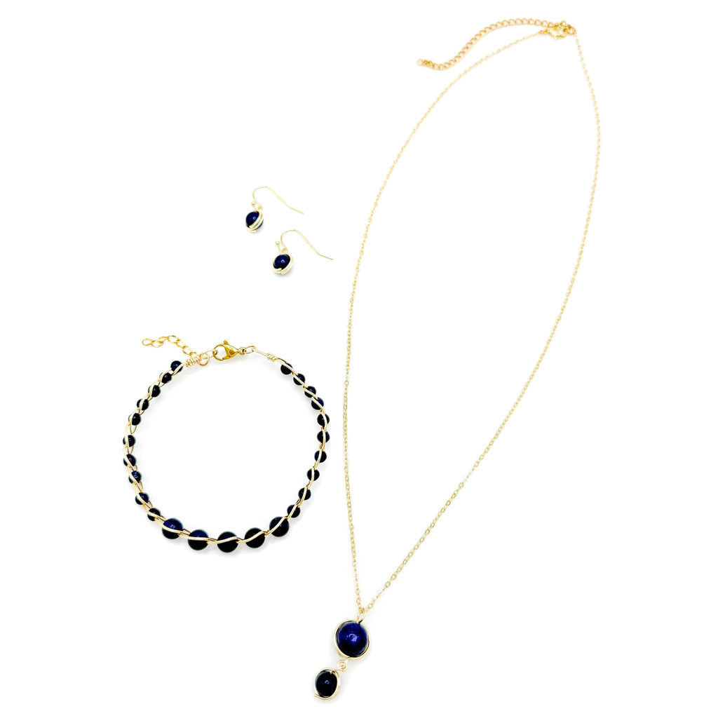 Eden blue lapis and gold adjustable bangle bracelet