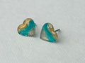 Sunset heart earrings with Oval Beach sand