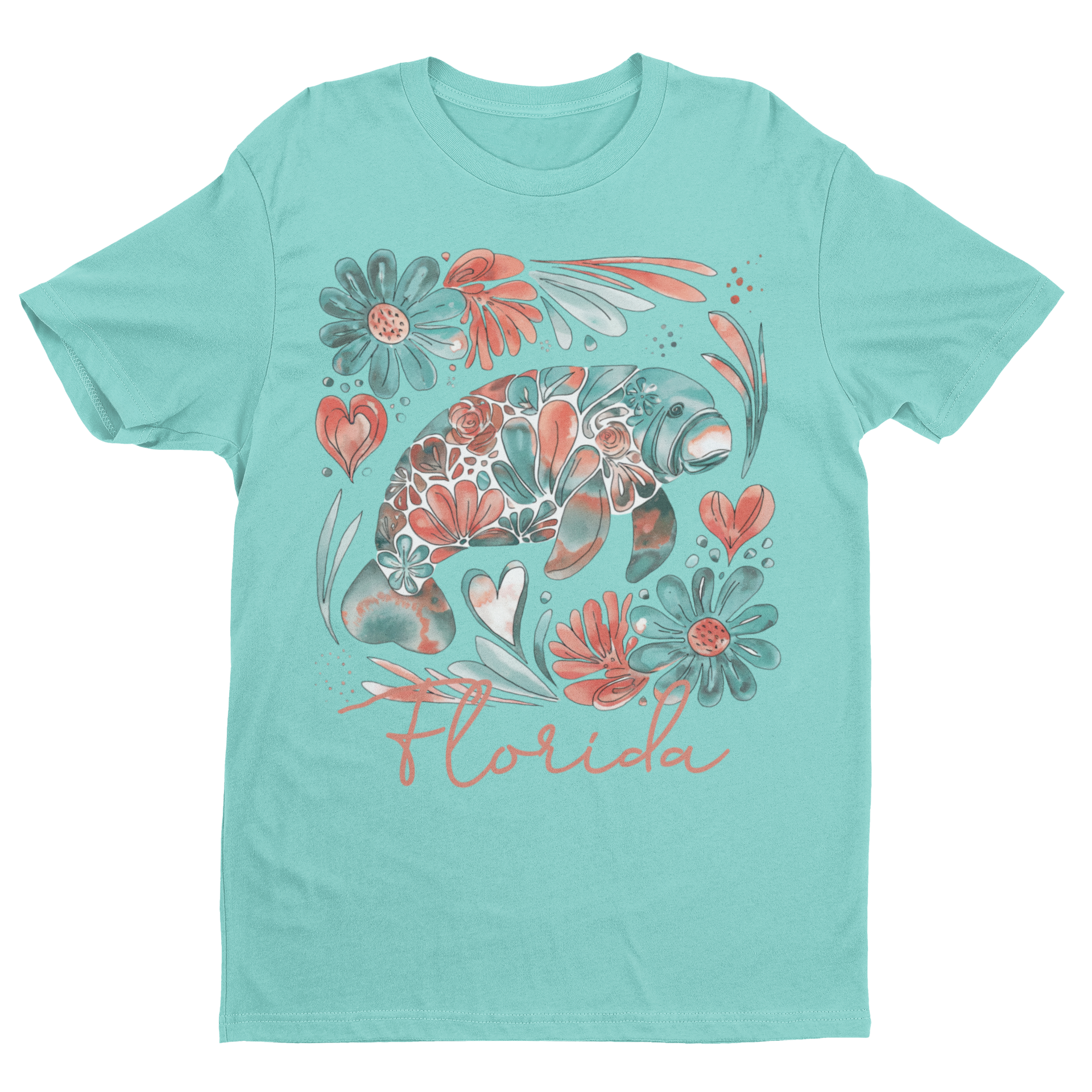Floral Florida Manatee Youth & Toddler Graphic Tshirt