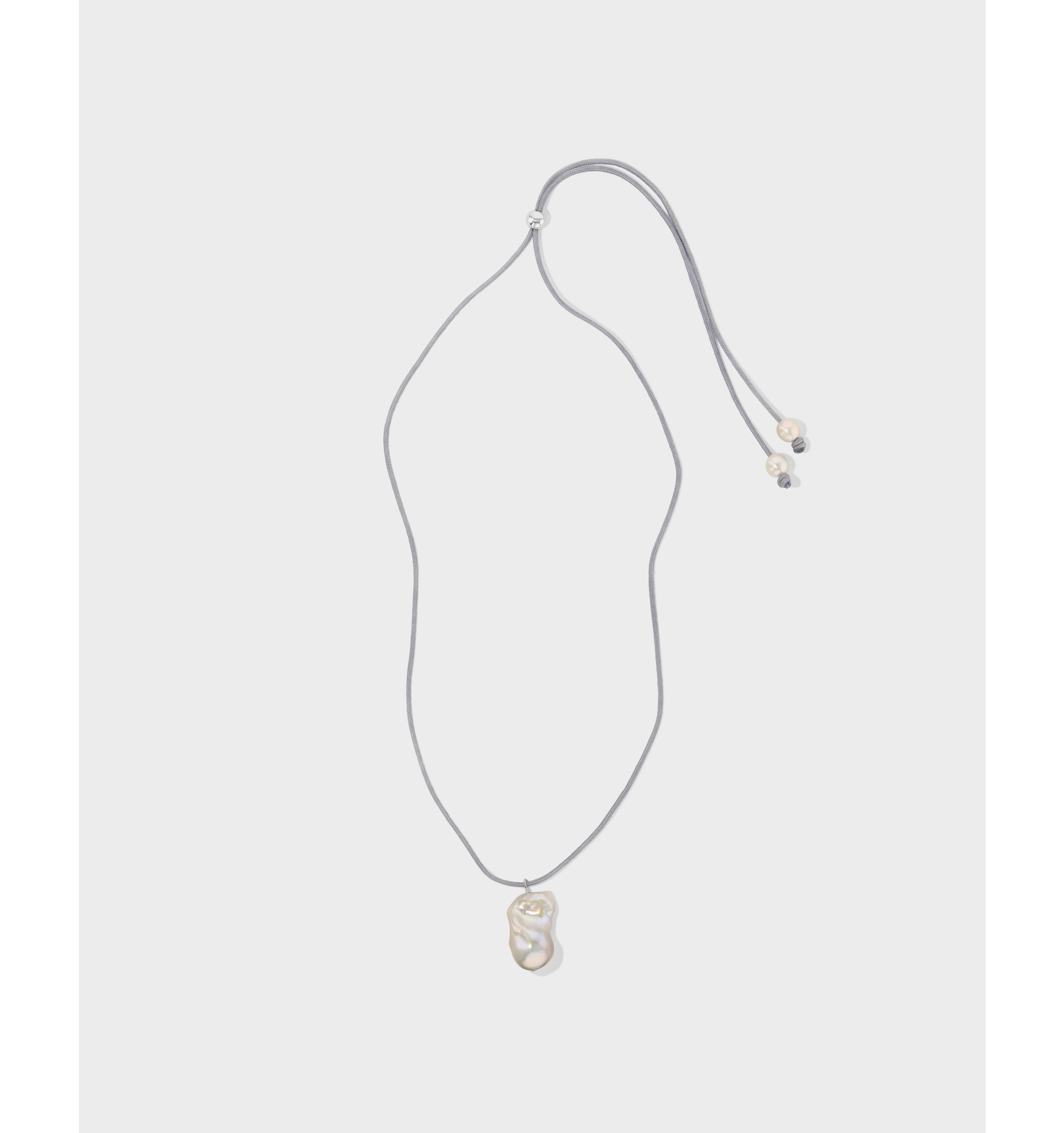 Floating Pearl Necklace Silver Cord