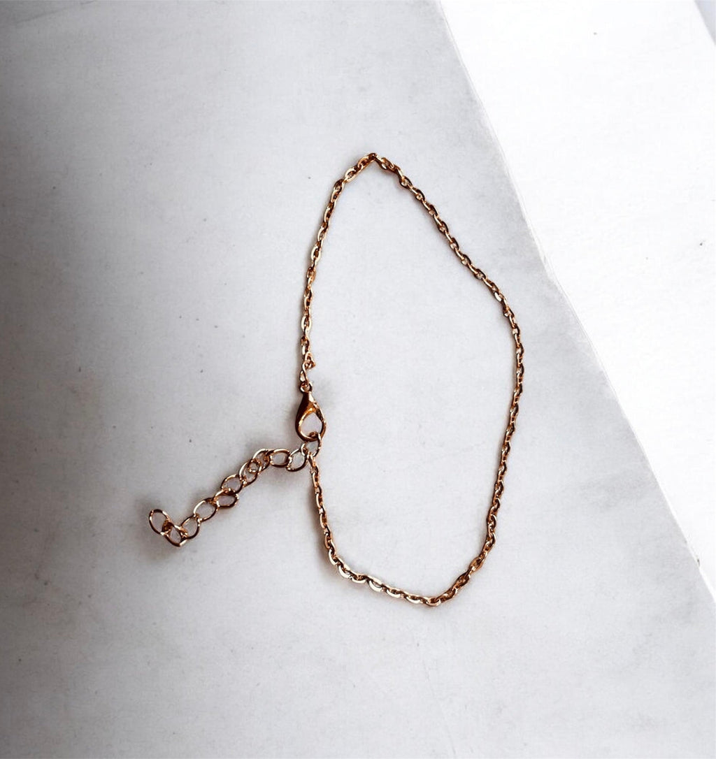 Champagne Gold Ankle Bracelet Dainty Chain 2mm Waterproof