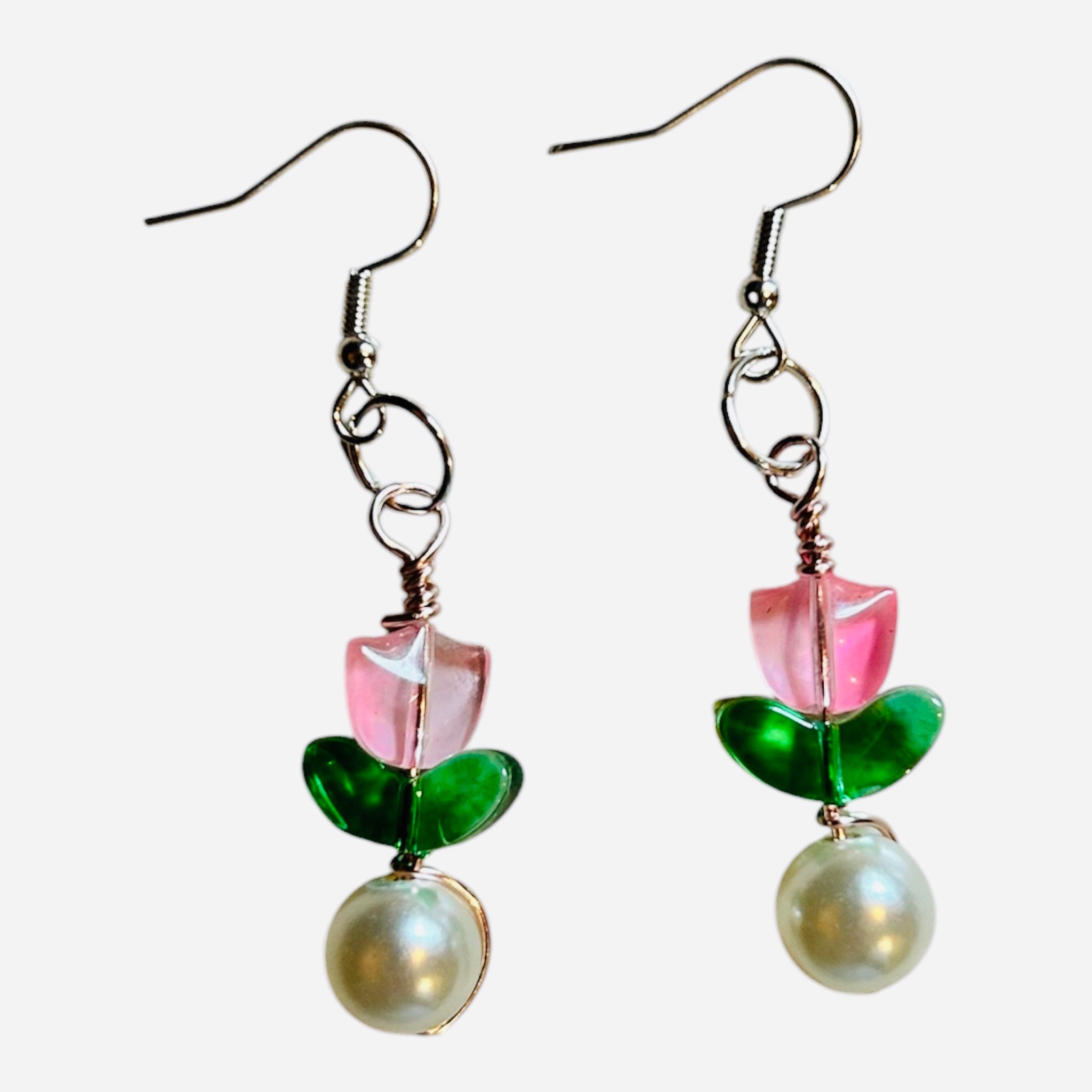 Beaded Tulip Earrings With Sterling Silver Hooks Michigan