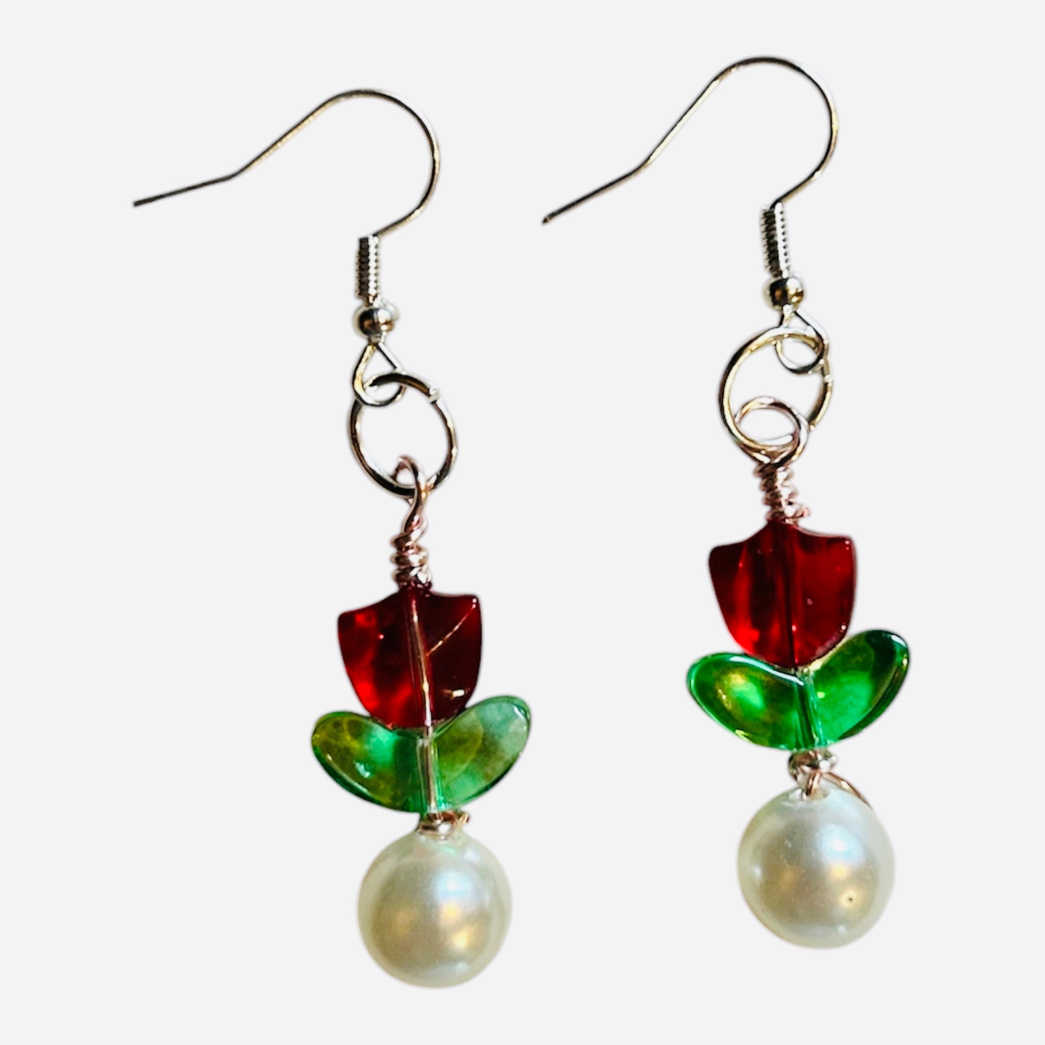 Beaded Tulip Earrings With Sterling Silver Hooks Michigan