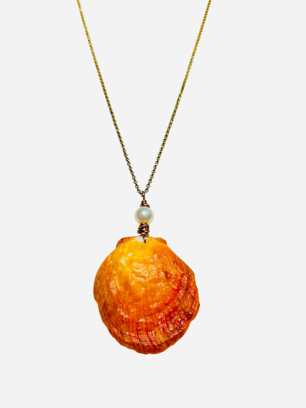 Ancient Sun & Sea – Handcrafted Lion’s Paw Shell & vintage Pearl Statement Necklace