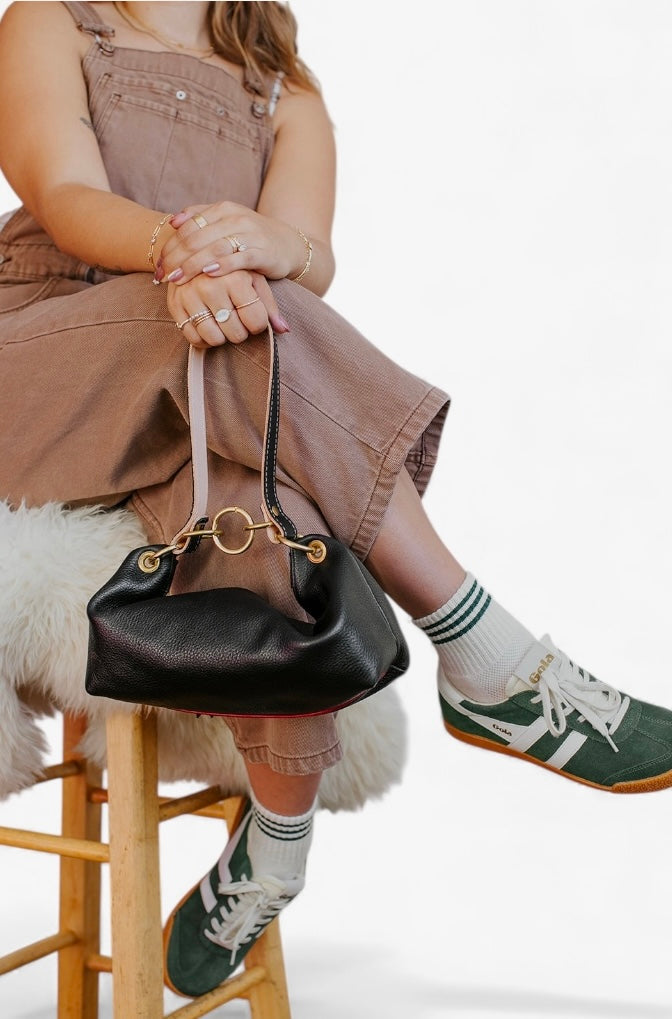 Blair Shoulder Bag, Black Leather