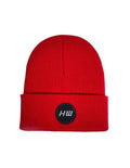 HAAKWEAR Cuffed Wide Ribbed Striped Beanie / Hat, Limited Edition - Made in USA Scarlet Red