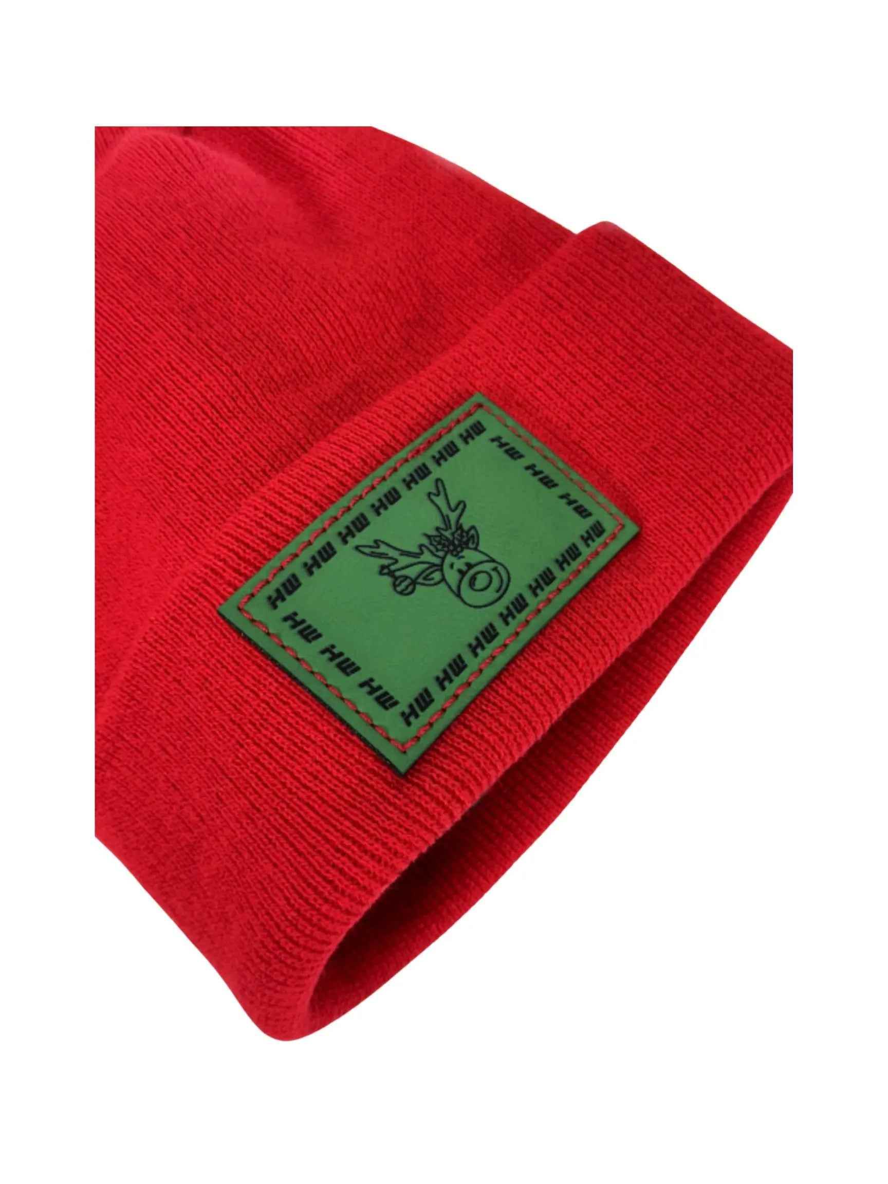 Haakwear H Stitch Beanie, Reindeer Christmas Red Beanie
