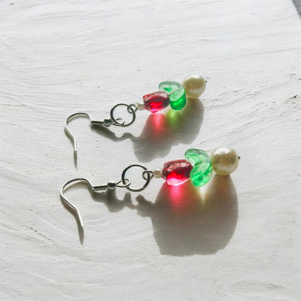 Beaded Tulip Earrings With Sterling Silver Hooks Michigan