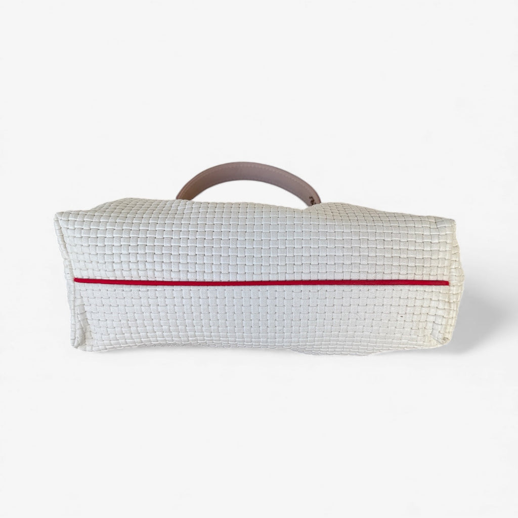 Blair Shoulder Bag, Cream Embossed Leather