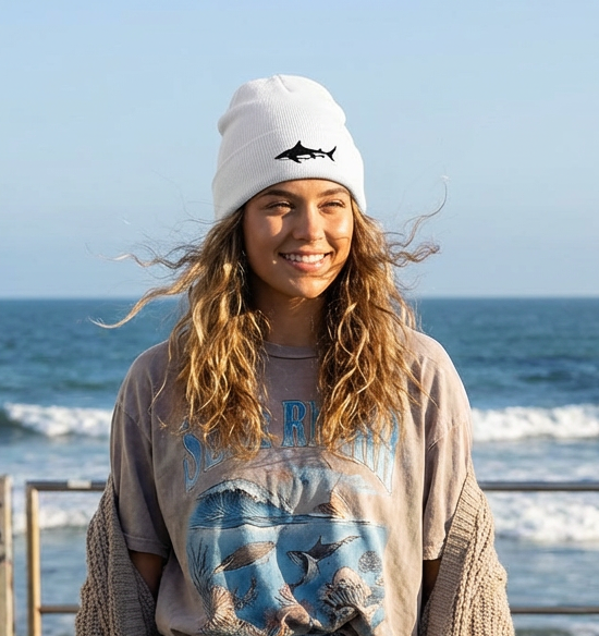 Bull Shark Embroidery, Bimini Shark Labs, Moss Apparel, Beanie